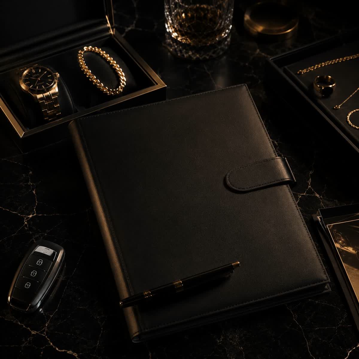 Private luxury asset dossier with watch, jewellery and proof documents