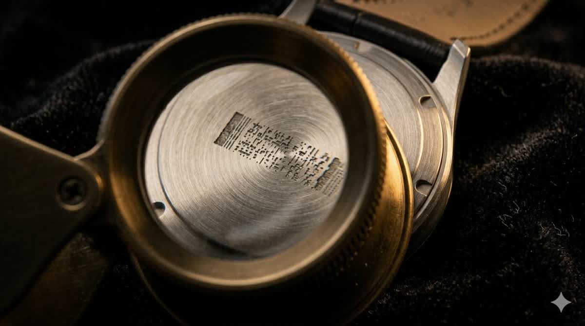 Watch serial verification macro under a loupe